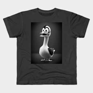 Cute funny duck black and white photograph Kids T-Shirt